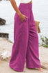 Smocked Wide Waistband High Waist Wide Leg Pants